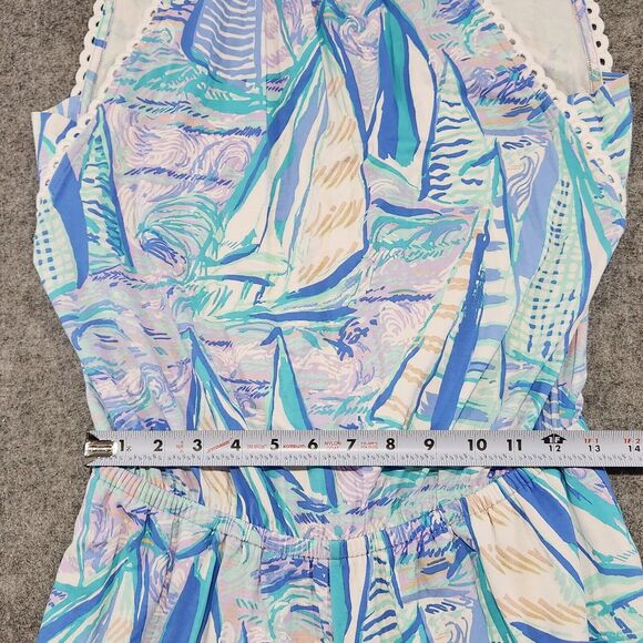 Lilly Pulitzer Women S Small Gianni Romper Light Lilac Aboat Time Sailboat Dress - Picture 8 of 16